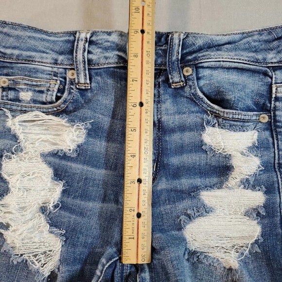 American Eagle Shorts High Rise Shortie Blue Jean Denim Stretch Womens Size 2 - Picture 7 of 12